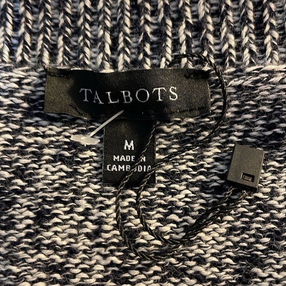 NWOT TALBOTS Stripe Open Front Long Cardigan Duster Blue White Sz Medium NWOT - Picture 3 of 11